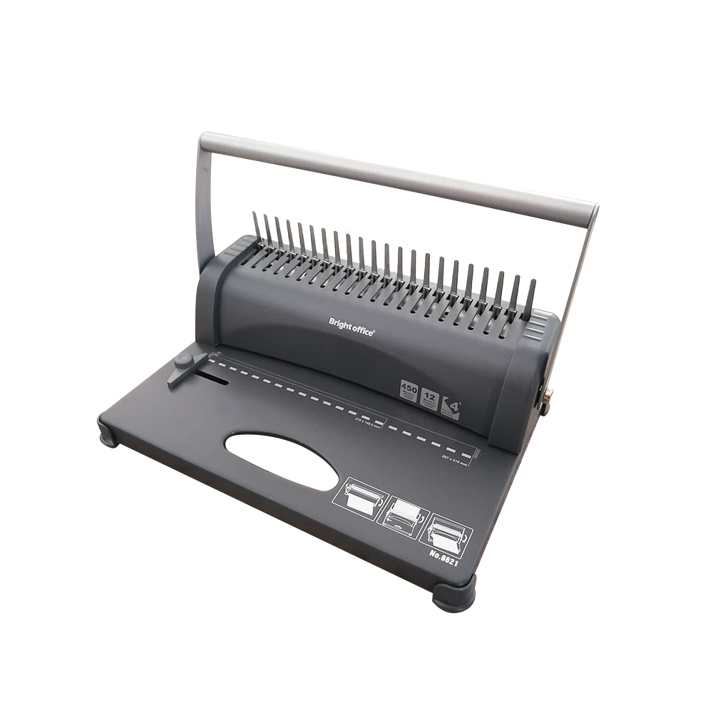 Manual Plastic Comb Book Binding Machine A4 Size 21 Holes 12 Sheets Punching Paper Document Book Binding