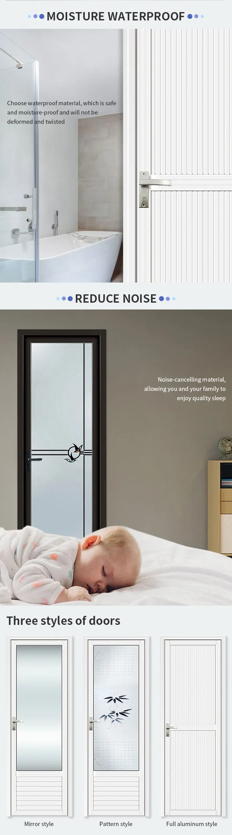 Wholesale Toilet Door Design Aluminium Bathroom Door Design Water