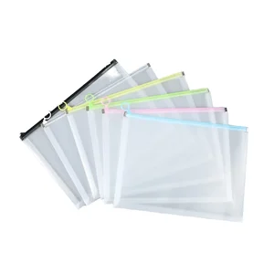 F1741 Transparent A4 PP Zipper Bag Student Paper Storage Bag Cute File Fastener File Bag Document