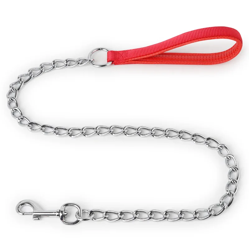 Gold Dog Leash Wire 3m Metal Steel Chain Heavy Duty Double Clip Traction Rope Walking Pet Lead Dog