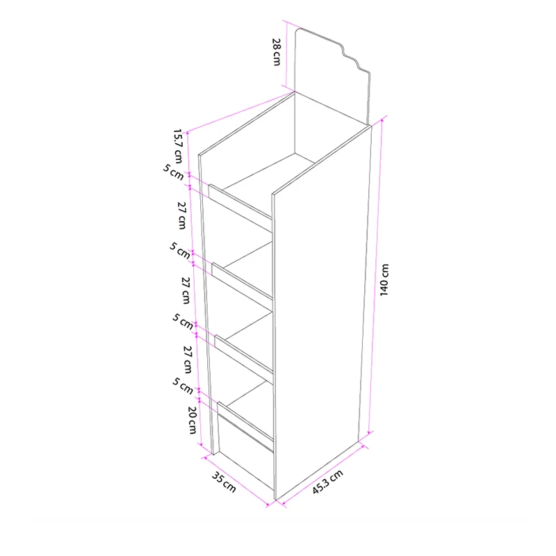 Custom Eco-Friendly Foldable Cardboard Free Standing Cosmetics Rack Makeup Tester Display Stand