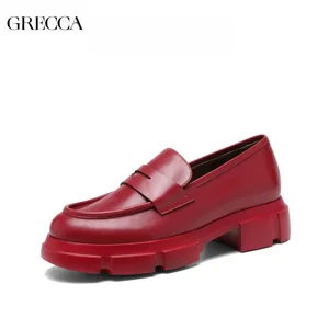 Fashion Red High Quality Women's Work Loafers Single Shoes Pointed Tip Slip-On Closure Soft Sheepskin Lining Comfortable Stylish