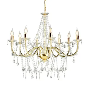 High Quality Iron Chrome Golden Chandelier Light Modern Crystal Chandelier NS-120125G-8L