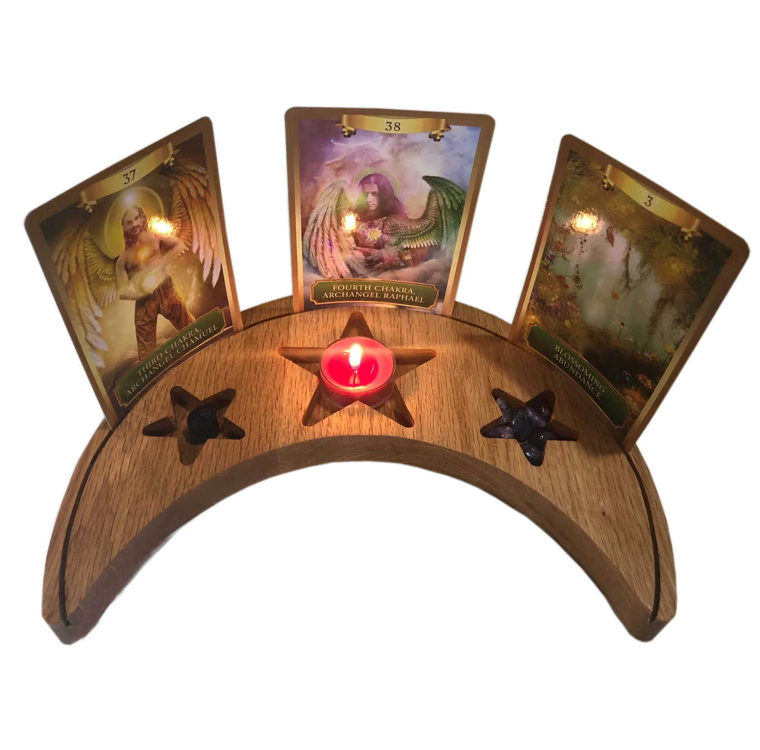 Crescent Moon Shape Oracle Tarot Card Holder Stand Customized Wooden Tarot  Board Altar Stand - Buy Handmade Tarot Card Box,Custom Tarot Card Box,Tarot  Card Decks Product on Alibaba.com