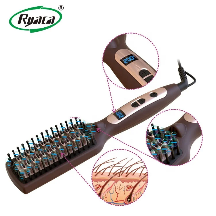 Professional Genie Ceramic LED Digital Display Hair Straightening Brush
