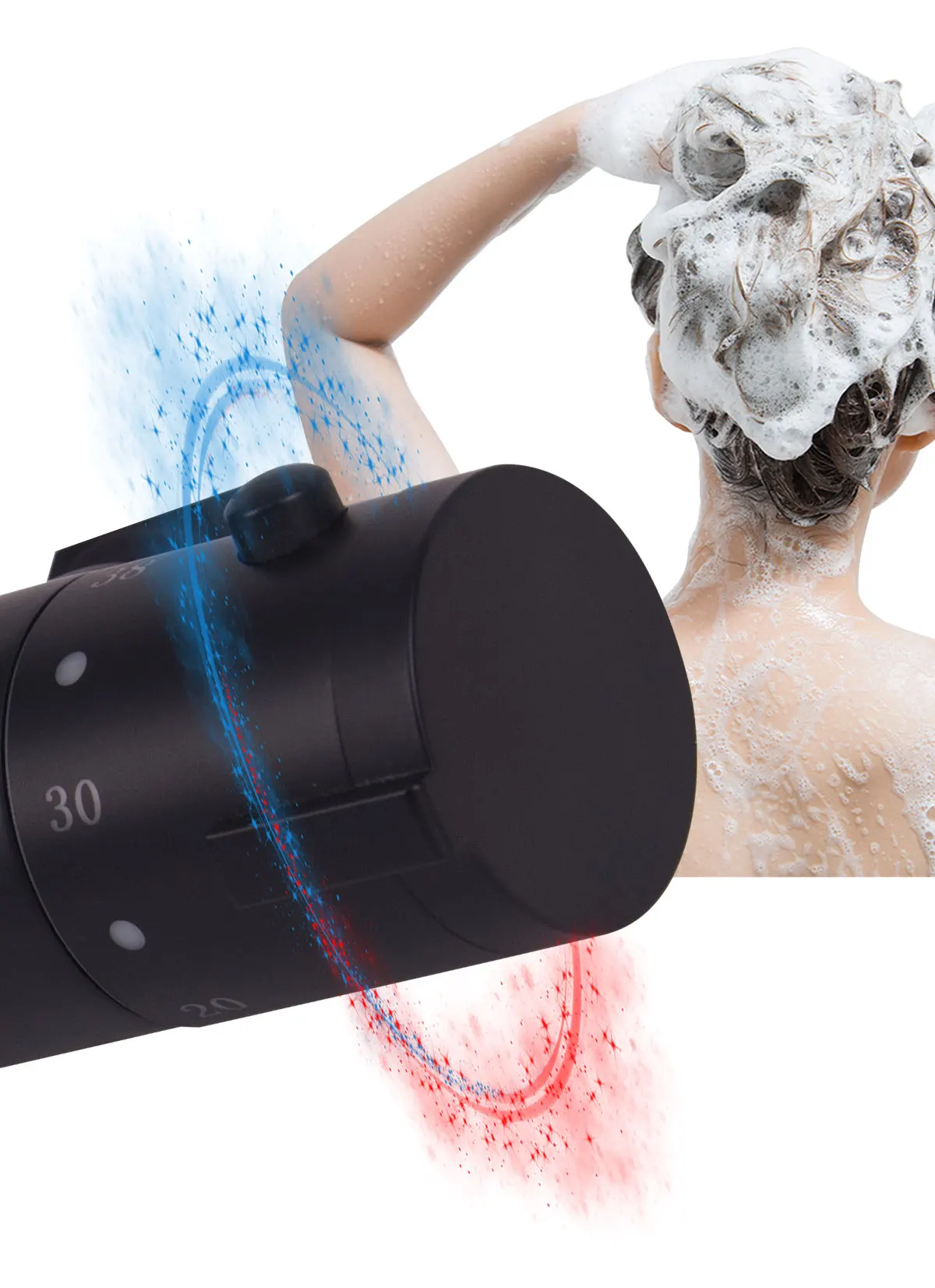 Modern Brass Round Dual Function Bar Valve Shower System - Black factory