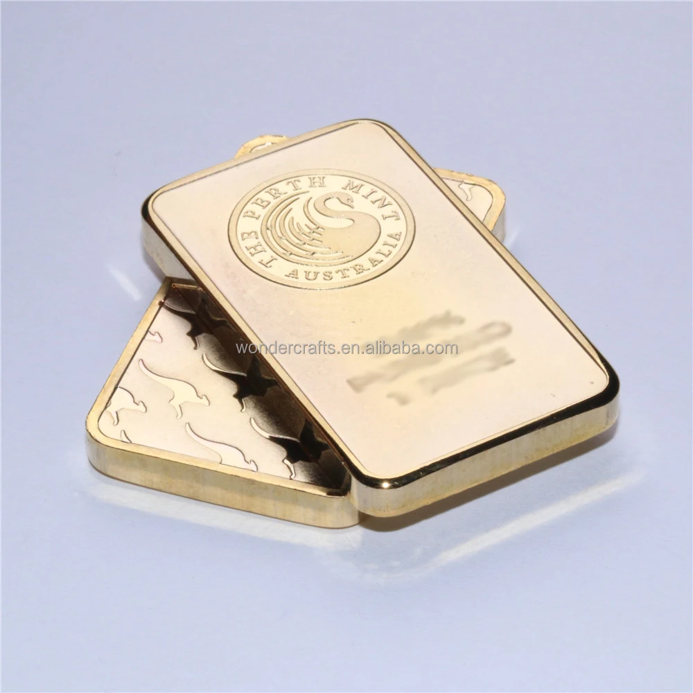 Non-Pure Gold Commemorative Ornament Gift Premium Gold Plated Alloy Collectible Bar Decorative Gilded Metal Ingot for Display
