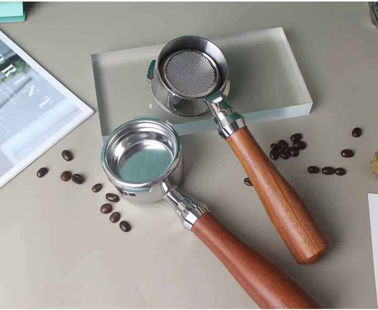 Barista Tools 58mm Gaggia Bottomless Coffee Portafilter Wood Handle Sus