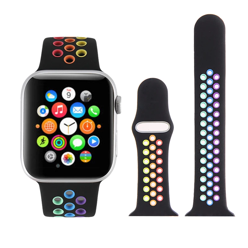 Custom High Quality Rainbow Soft Silicone Sport Smart Watch Replacement