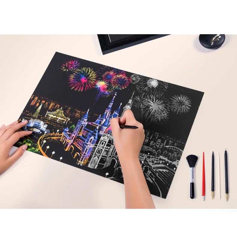 DUTUI DIY Scratch Art Set, 120 Rainbow Magic Scratch Art Black Scratch Paper