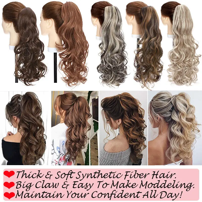 Hair Extensions Extra Thick Real Claw Ponytail Clip In Hair Extensions