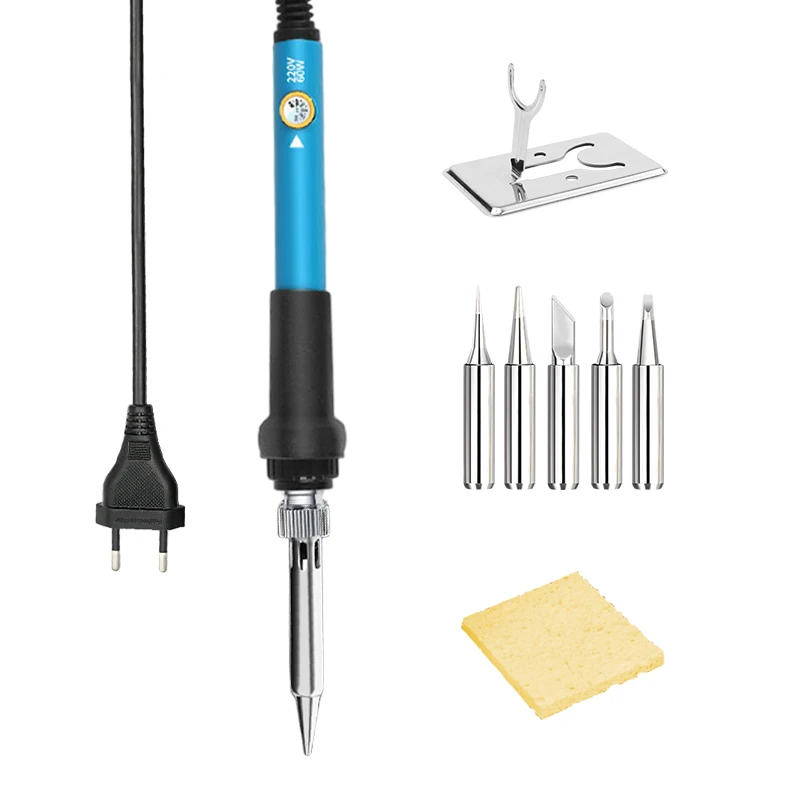 European Standard 60w Adjustable Temperature Soldering Iron Set 8 Electronic Welding Rework Station Repair Soldering Iron Tools