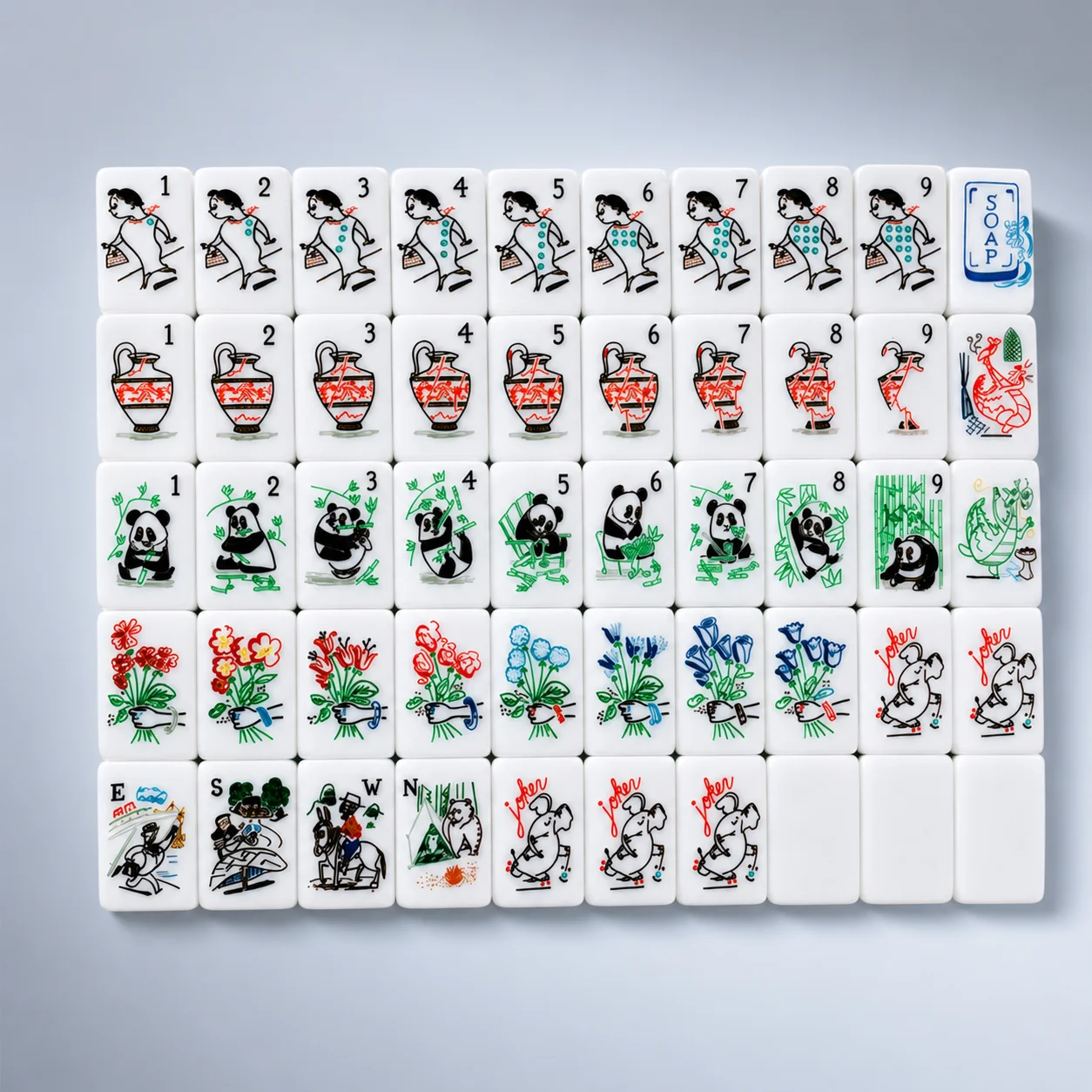High Quality Modern Single-Layer Acrylic Luxury American Mahjong Set 160 piece Skating Panda Tiles Gift Box