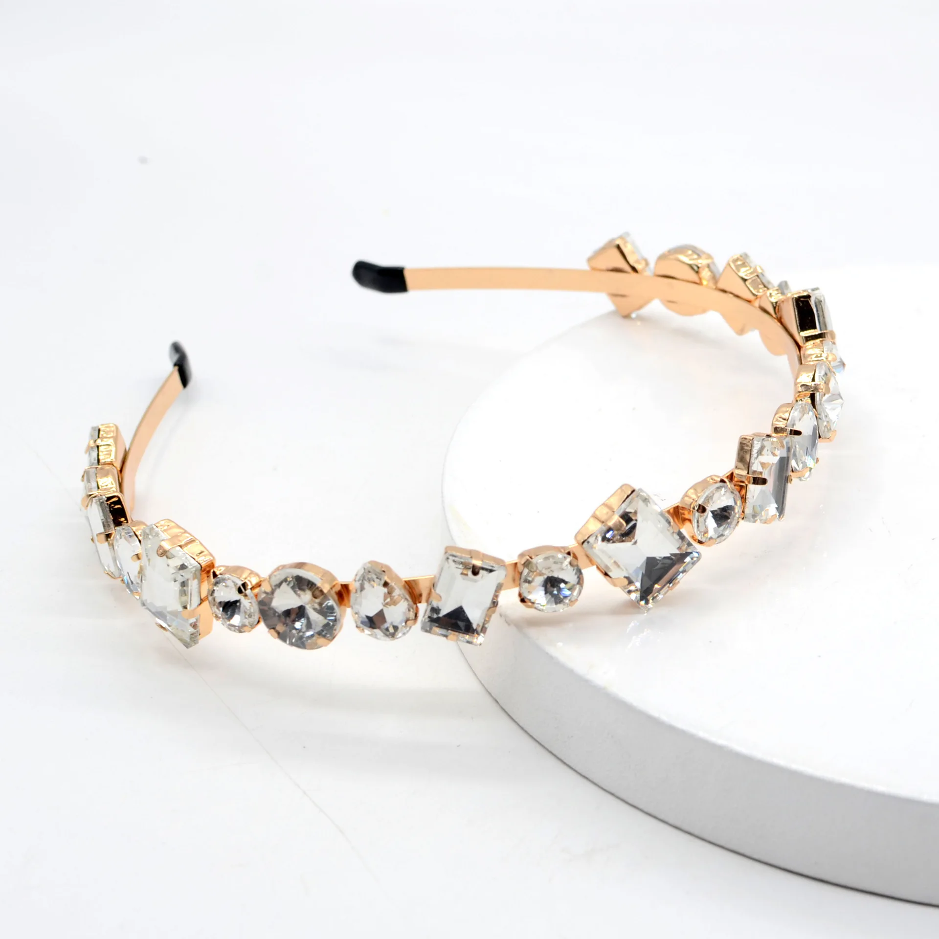 Headband with gold rhinestones