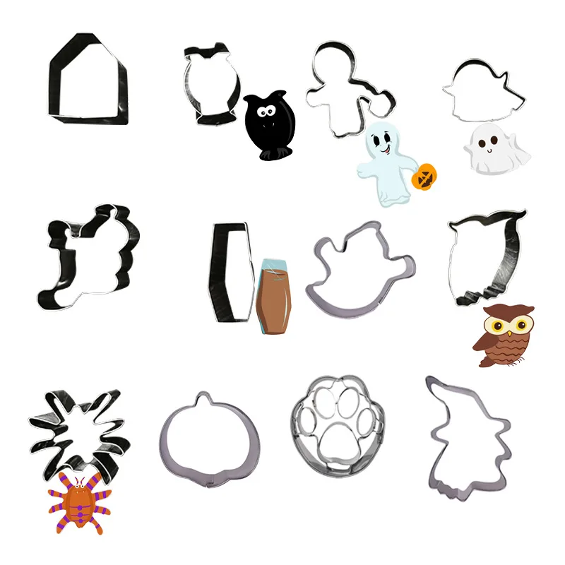 Lot De 9 Emporte-pièces D'Halloween En Acier Inoxydable Avec Chapeau De Sorcière, Citrouille, Fantôme