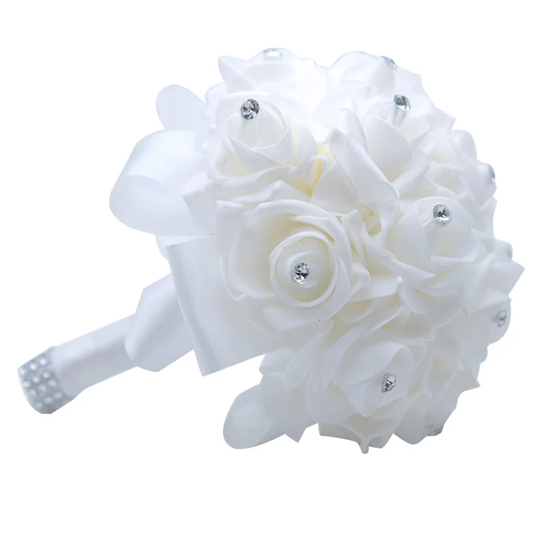 Bulk Sale 18pcs Cheap Rose Bridesmaid Wedding Foam Flowers Rose Bridal Bouquet Ribbon Fake Wedding Bouquet Customized Buy Blue Flowers Wedding Bouquets Foam Rose Flower Bouquet Artificial Wedding Flower Product On Alibaba Com