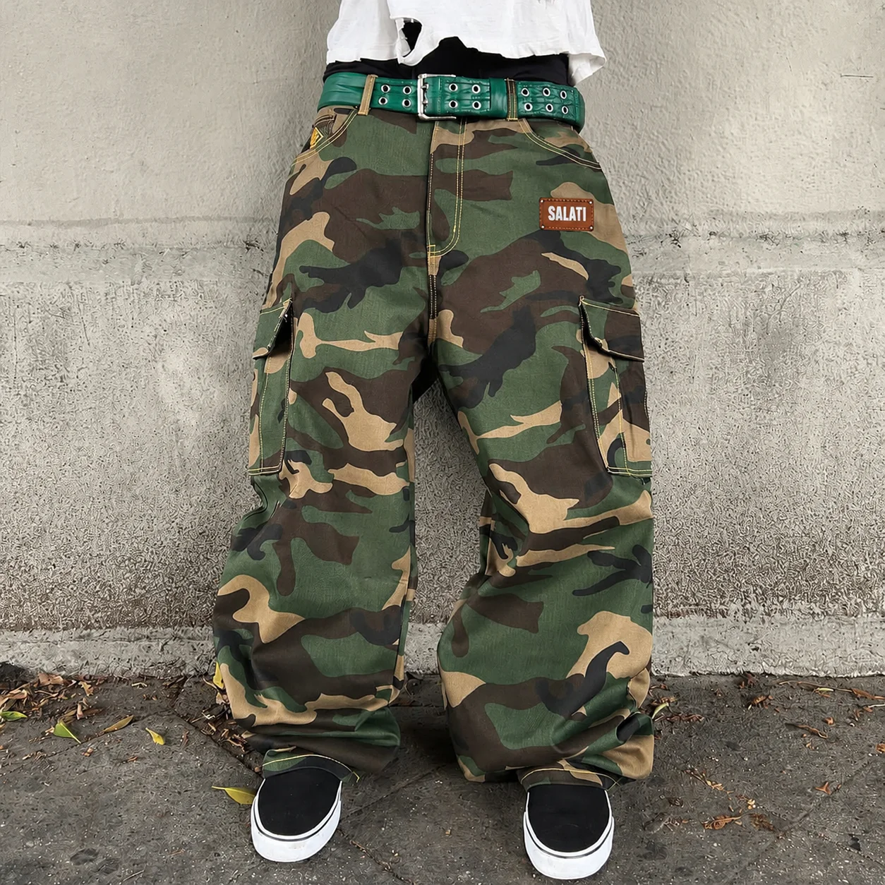 Custom Cotton Multi Pocket Street Oversized Wide Leg Streetwear Work Camo Camouflage Baggy Trousers Carpenter Cargo Pant for Men gallery 7