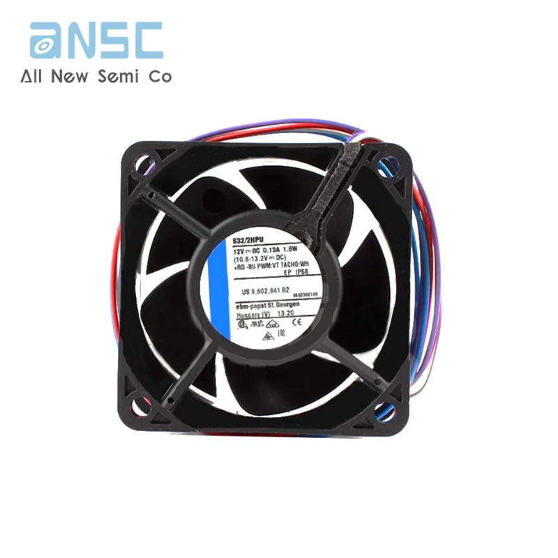 Original Axial fan 632/2HPU 6025 12V 1.6W IP68 6300RPM 0.13A Waterproof fan Computer fan