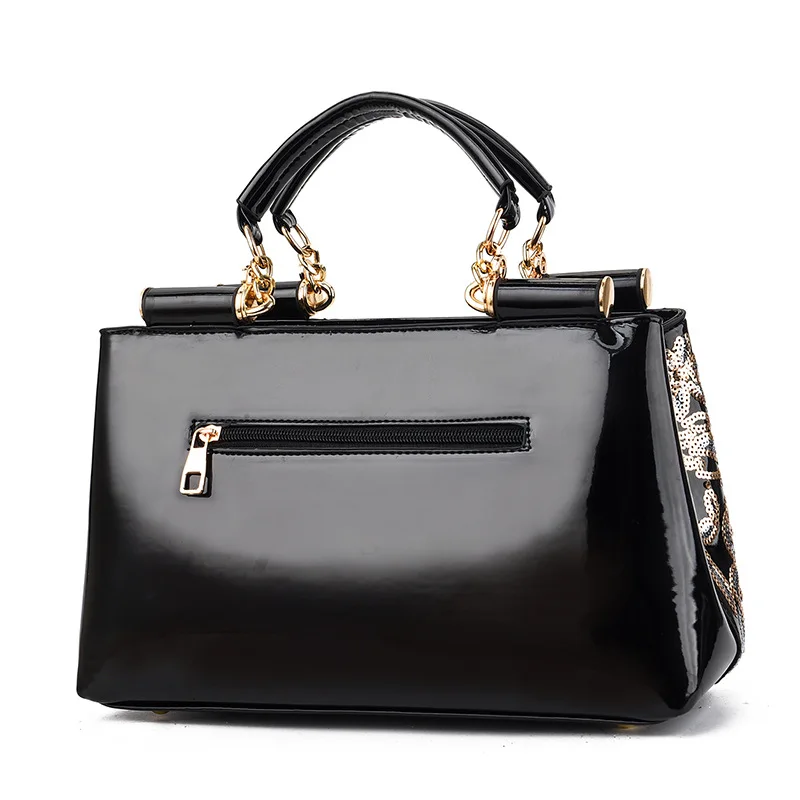 Ladies Handbag 2025 Autumn European American Retro Single Shoulder Crossbody Women's Tote Bag Large Capacity Shiny Leather
