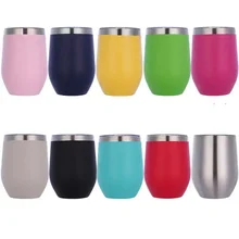 Hot Selling Double Wall Stainless Steel Wine Glass Powder Coated Insulated Vacuum Egg Shaped Wine Tumbler