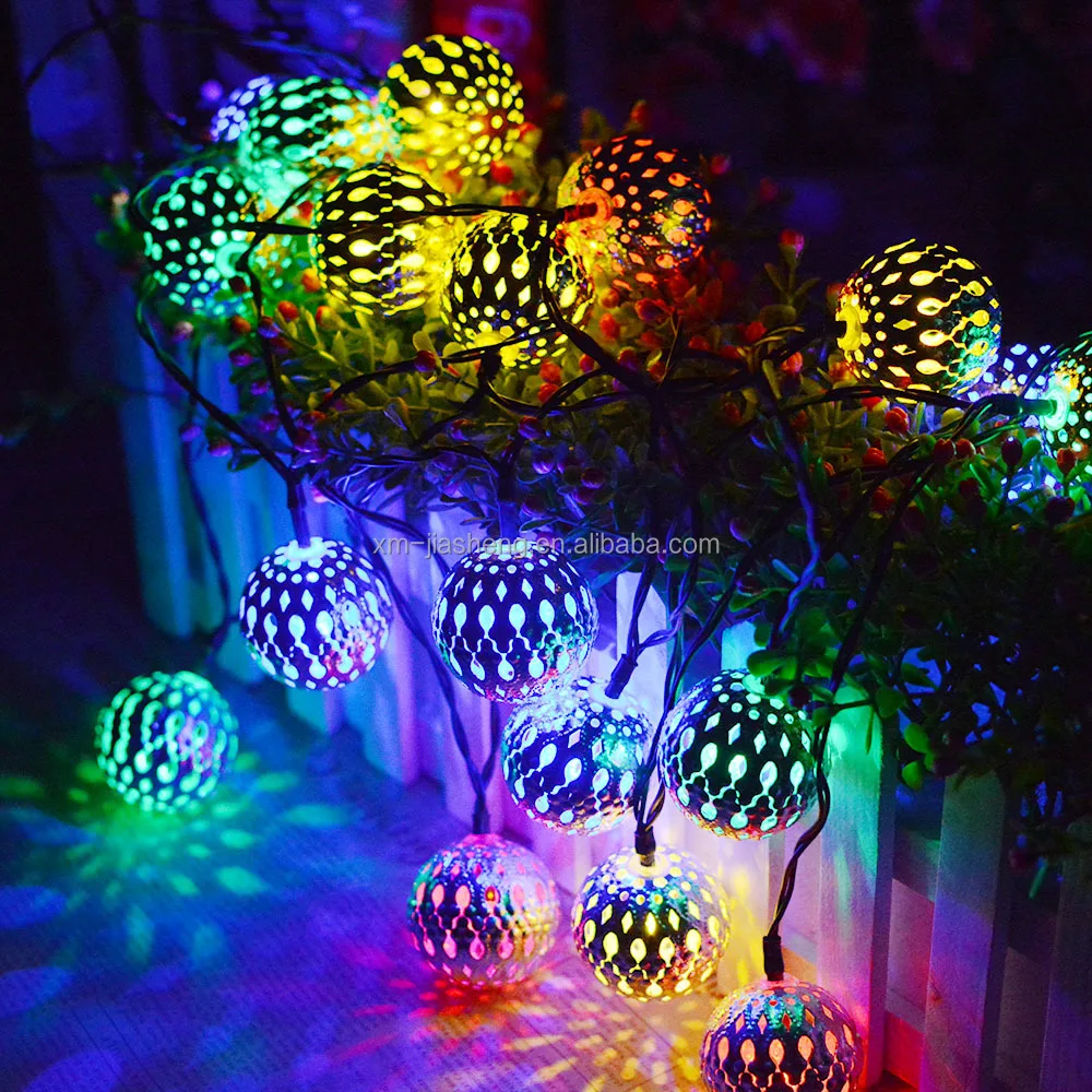 Moroccan Solar 20LED String Fairy Light Outdoor Garden Lamp Ball Xmas Waterproof 