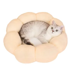New Arrivals Flower Cute Warm Winter Fluffy Bed Cover Round Cat Plush Bed Plush Donut Pet Bed