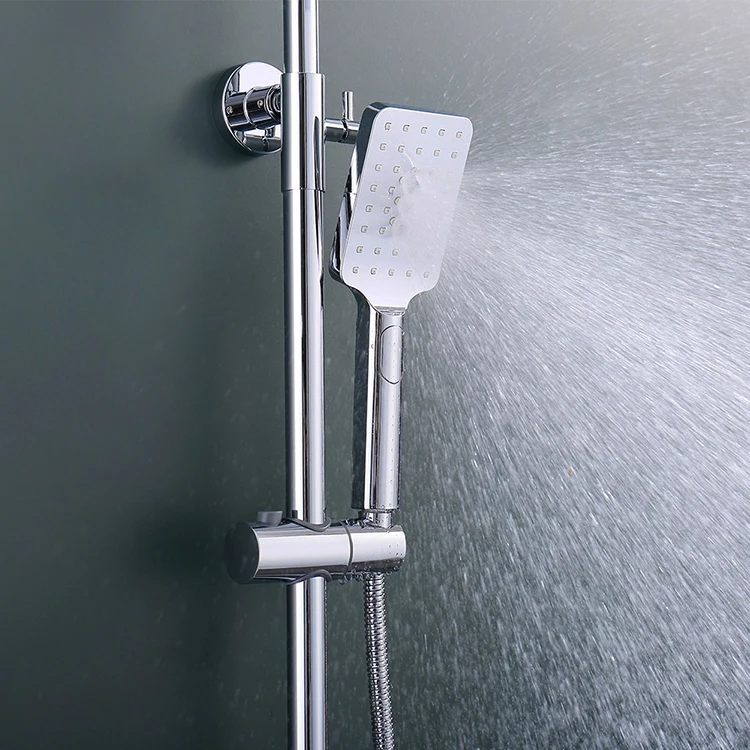 Juego de mezclador termostático de ducha de baño de latón de 3 funciones