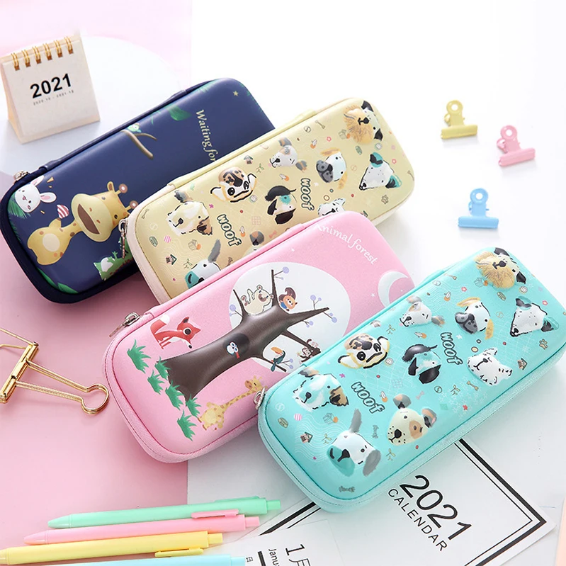 Wholesale 3D EVA unicorn cute pencil case cartoon stationery box