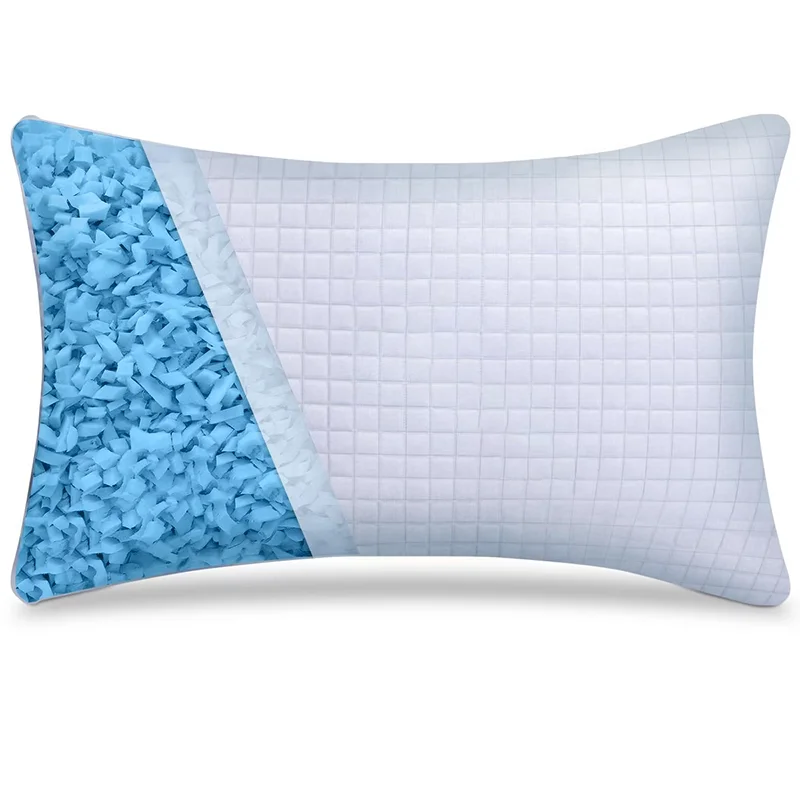 Kühlendes Gel-Bett-Kopfkissen mit verstellbarer, zerkleinerter Memory-Schaum-Füllung zum Schlafen