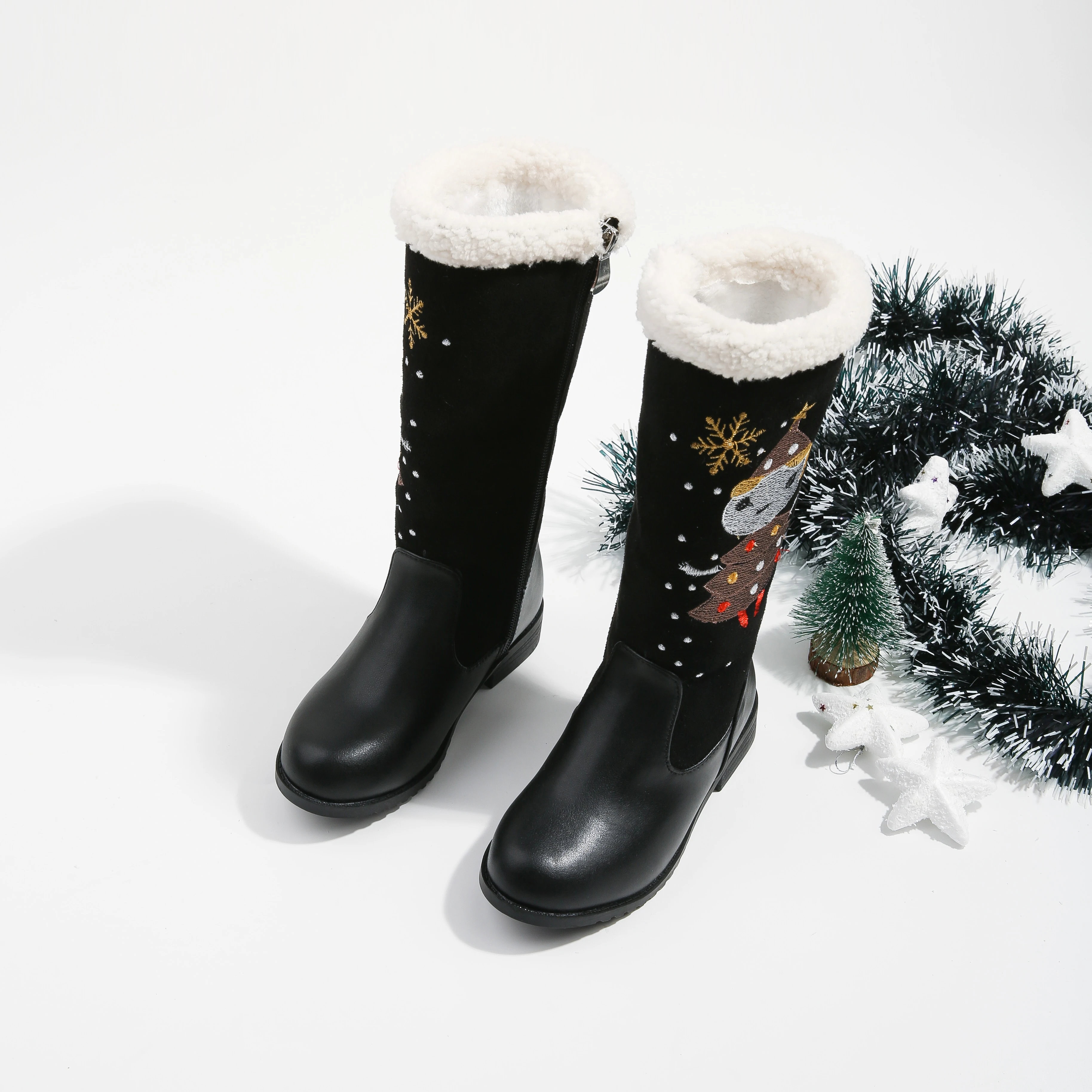 Зимние длинные хлопковые сапоги для девочек, детские бархатные теплые зимние сапоги для маленьких девочек, праздничные сапоги принцессы