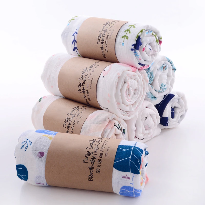 Custom Soft Breathable Organic Muslin Swaddle Bamboo Cotton Fabric