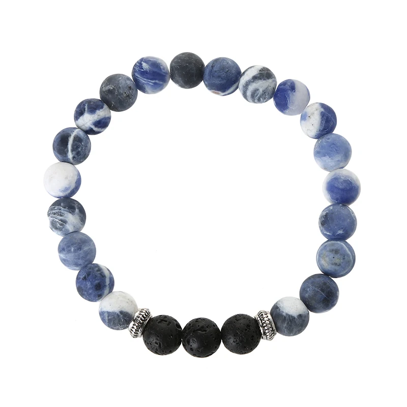 Bracciale in pietra lavica da 8 mm: diffusore di oli essenziali, pietra preziosa leggera, B224 - Italia
