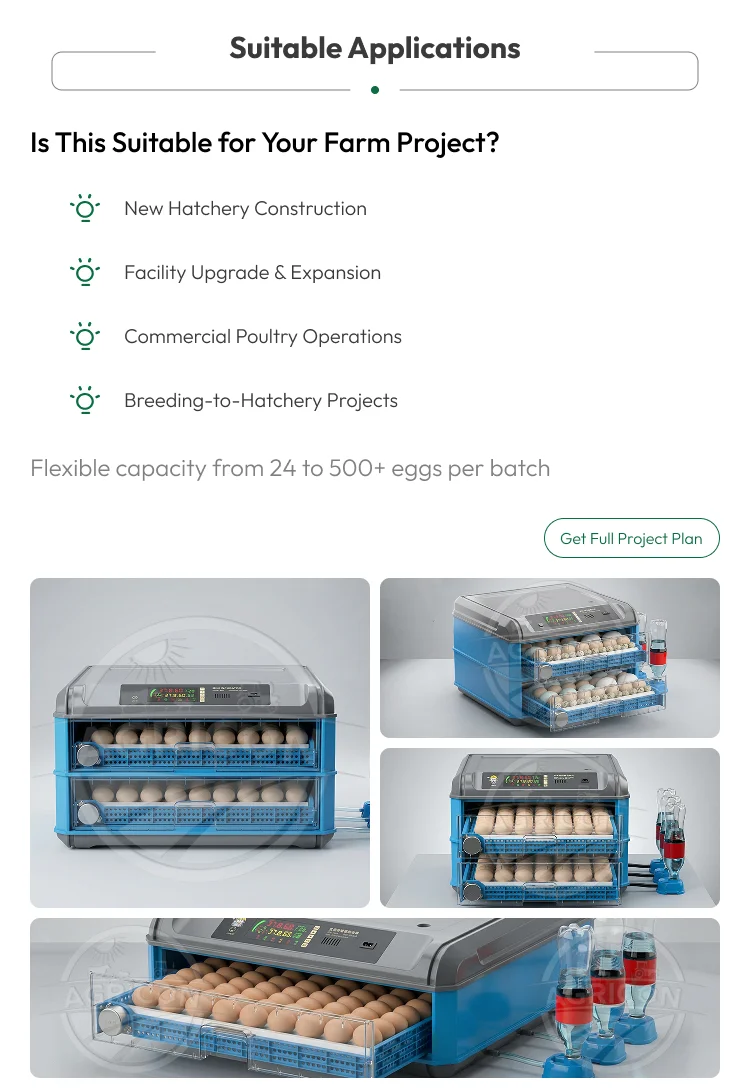 Automatic Plastic Egg Incubator 24–500