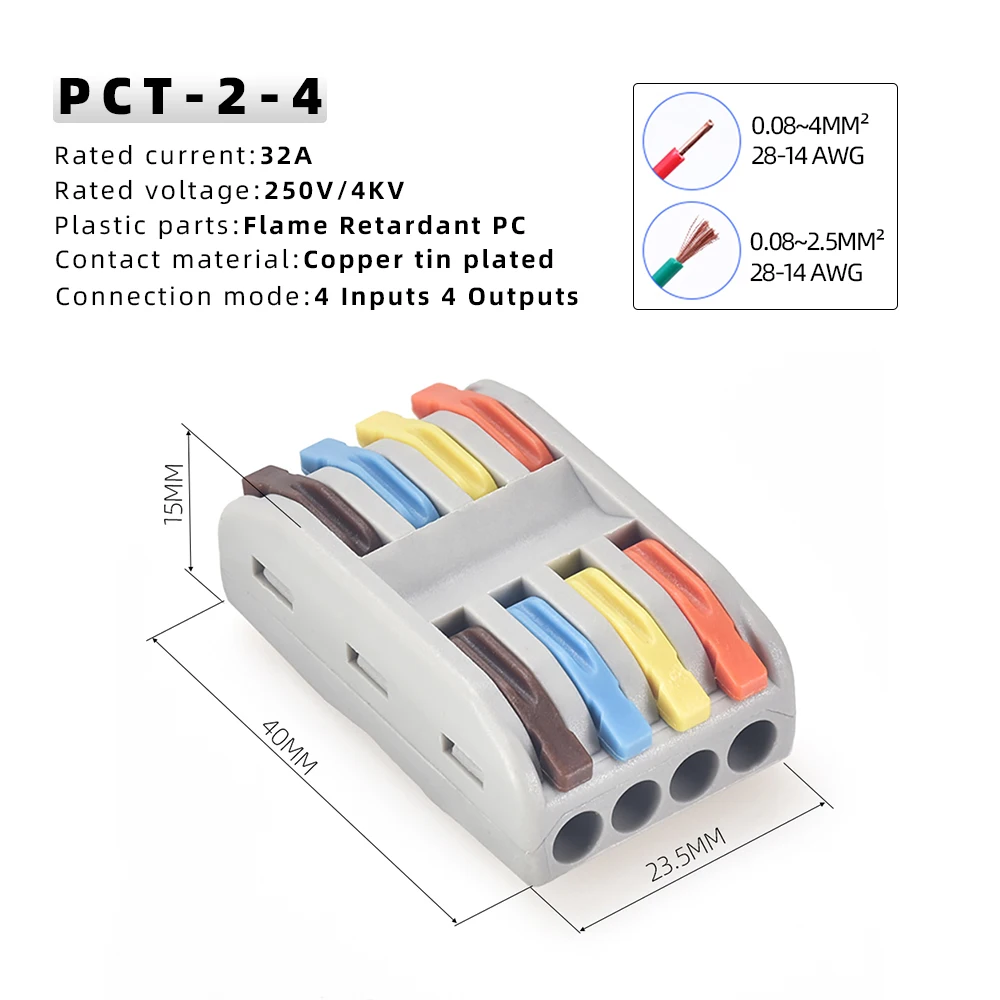 kejian direct factory wire in connectors CMK 412 wire push connector Wire terminal pin connector