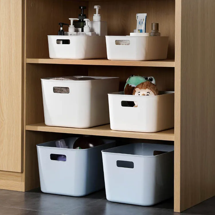 Stock Available Desktop Portable Kitchen Bathroom Plastic Handles Stackable Storage Organizer Containers