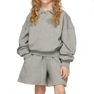 Wholesale Blank Toddler Baby Sweat Suit Custom Brand Polo Sweatshirts Shorts Set Unisex Kids Short Sweatsuit