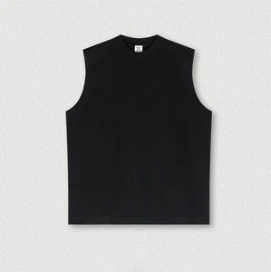 High Quality Men's Summer Sleeveless Sports Vest Quick Drying Solid Color Sun Protection Small Neckline T-Shirt Plus Size