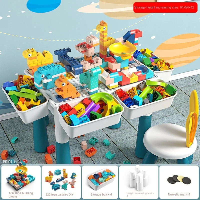 Multifunctional Building Table Kids Activity Big Building Blocks Compatible Educational Children Table Large Block Toys Gifts