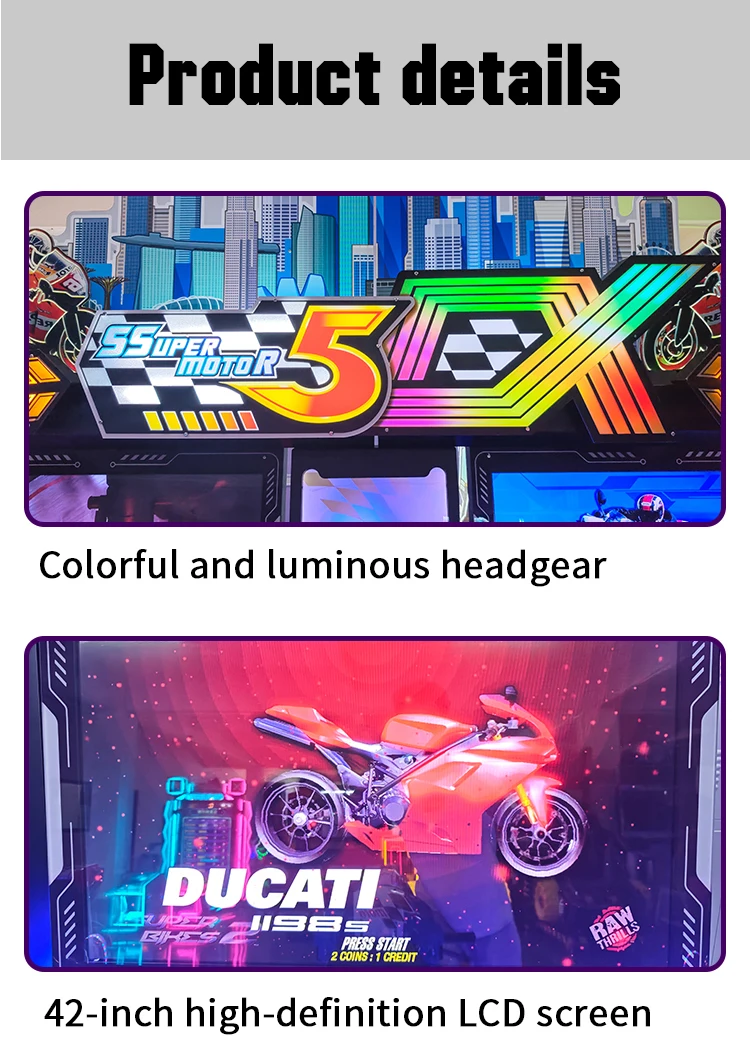 Funpark 2 Players Arcade Moto for Adult Racing Arcade Games Coin Operated Driving Simulator Video Game Machines details