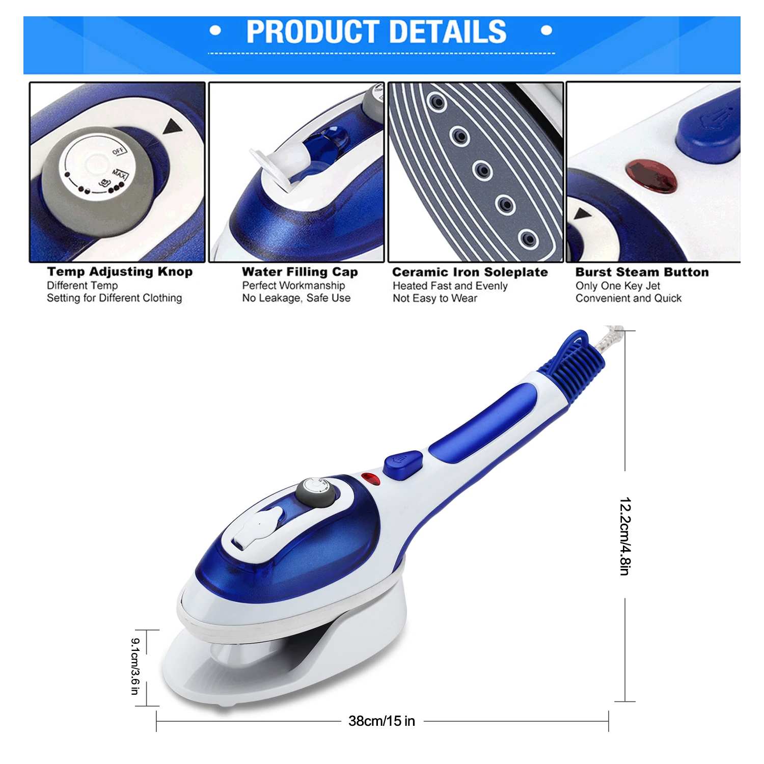 multifunctional handheld electric steam iron ceramic