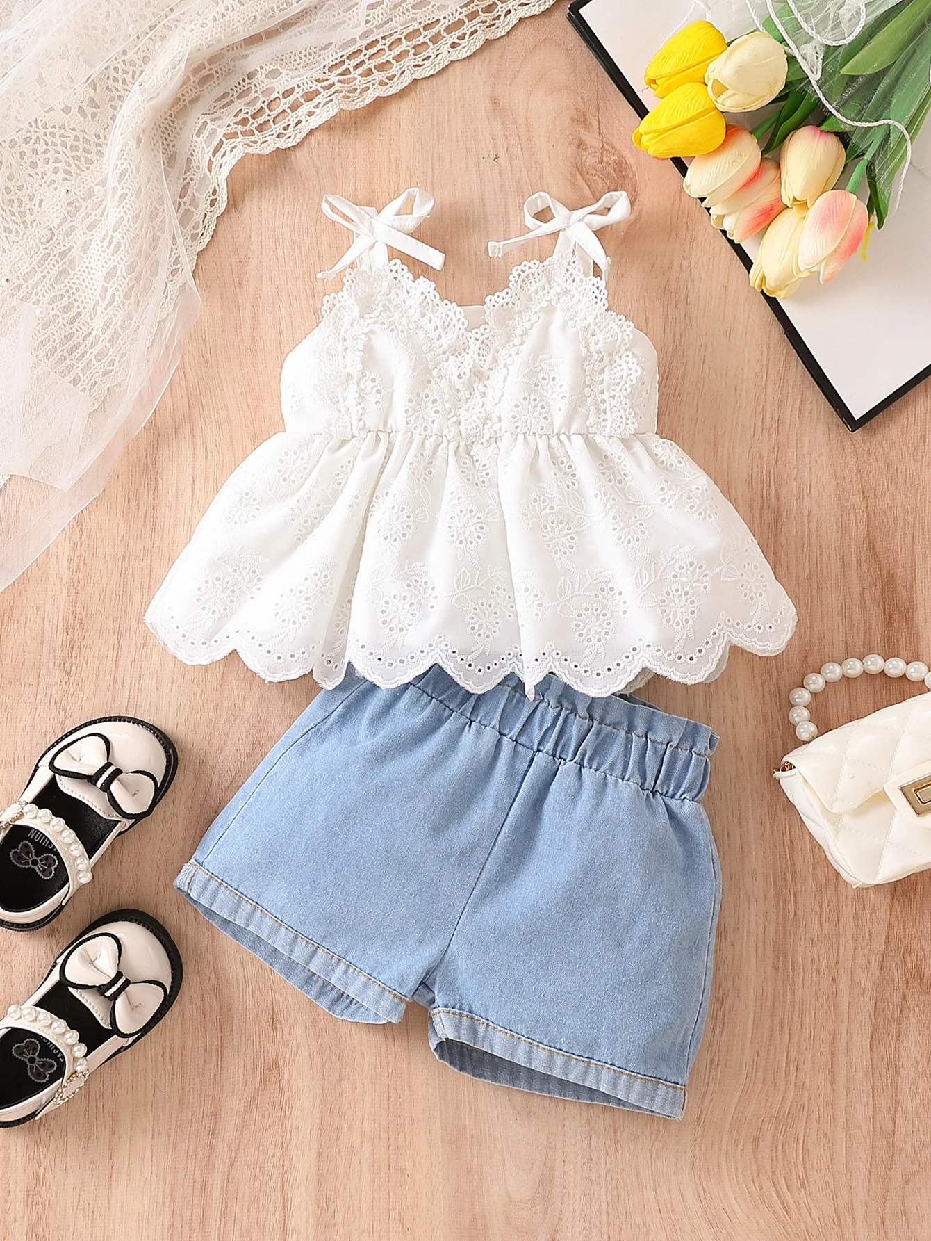 2024 New Cute Baby Girls White Lace Crop Top +Denim Shorts 2 pcs Infant  Girl Summer Set| Alibaba.com