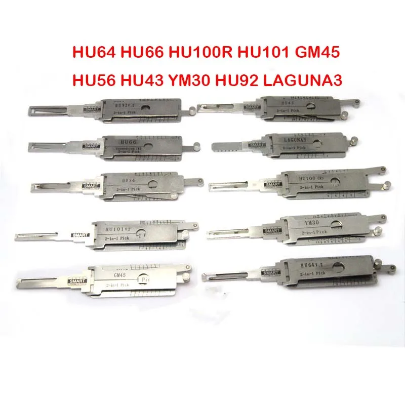 Smart Auto 2 in 1 Decoder Lock Picks Euro Car LAGUNA3 HU64 HU66 HU100R HU101 GM45 HU56 HU92 HU43 YM30  Locksmith Lock Pick Tool