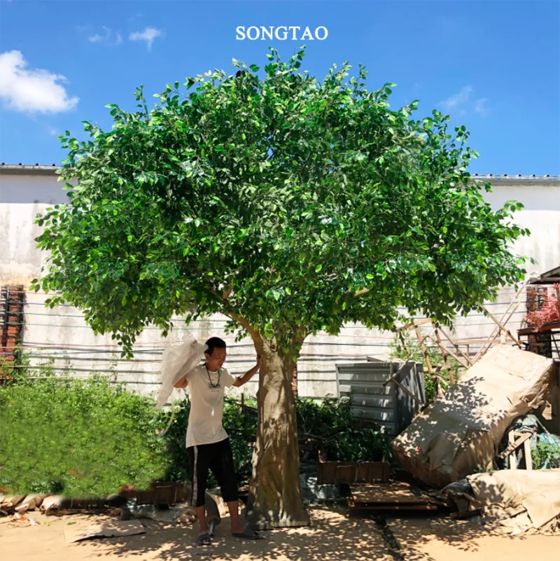 Albero Di Ficus Artificiale Con Foglie Realistiche E Tronco Naturale, Finto In Vaso Di Plastica, Per Decorazione Interna Di Casa E Ufficio