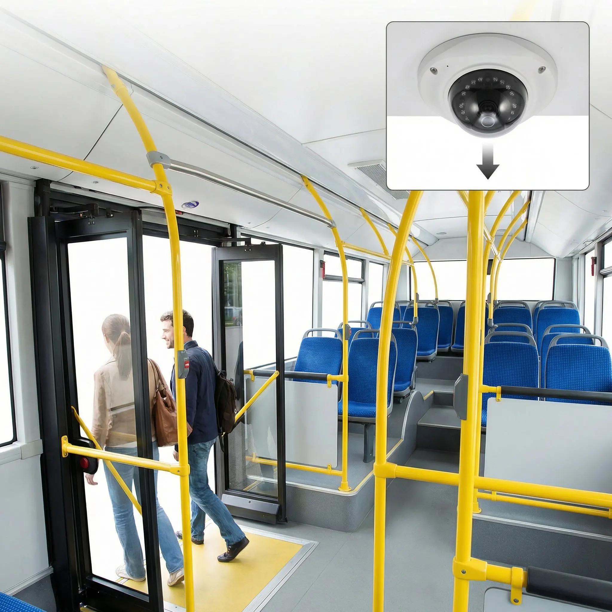 Hot Sale T-WIN CF04 2MP POE H.265 Front Car Dome Camera Indoor/Outdoor Use Infrared LED Night Vision Mini Audio Bus/Elevator