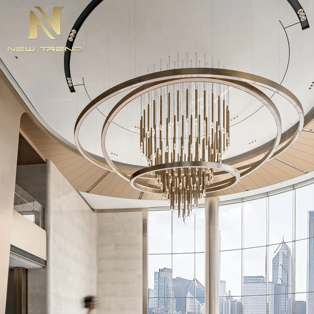 CPL-486 Bespoke Engineering Luxury Hotel Lobbies Commercial Spaces Custom Modern Multi Tier LED Chandelier