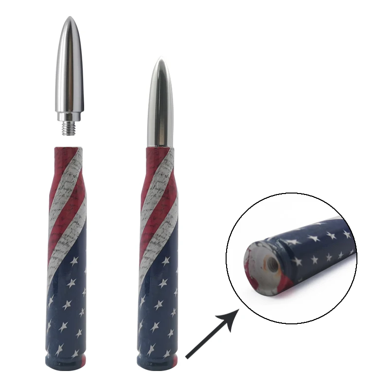 American Flag 50 Cal Bullet Antenna – Short Anti-Theft Replacement For Ford, Chevy, Dodge Trucks - View #14