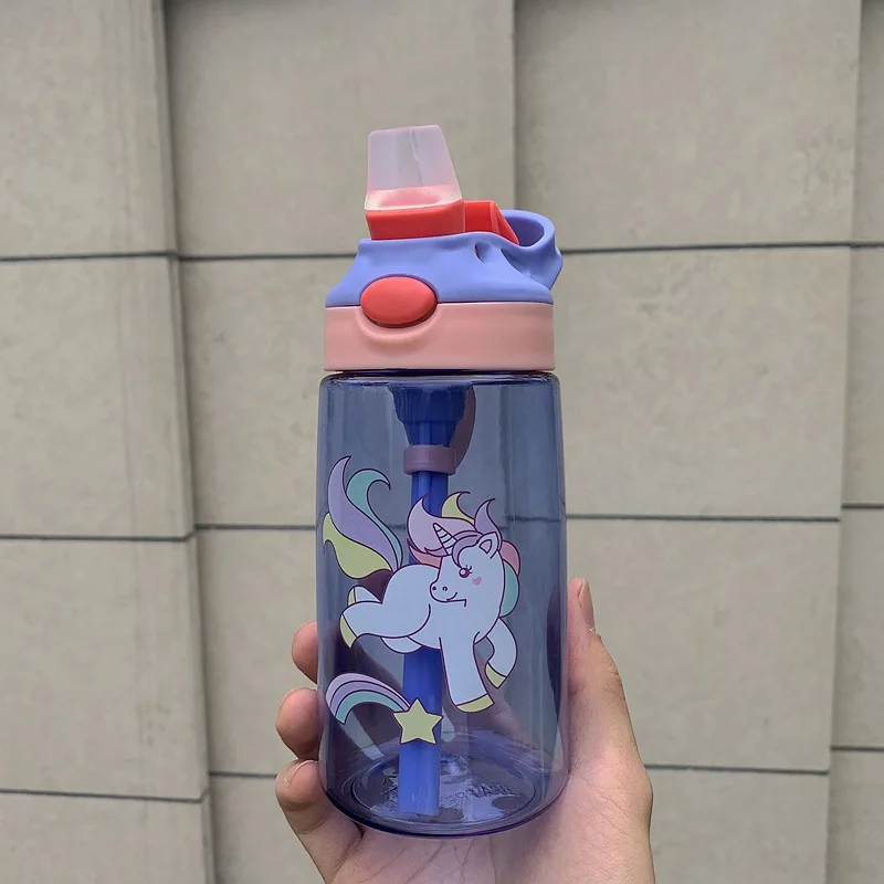 Source 480ml bpa free kids plastic water bottle children school drinking  juice cute water bottle with straw for promotion on m.