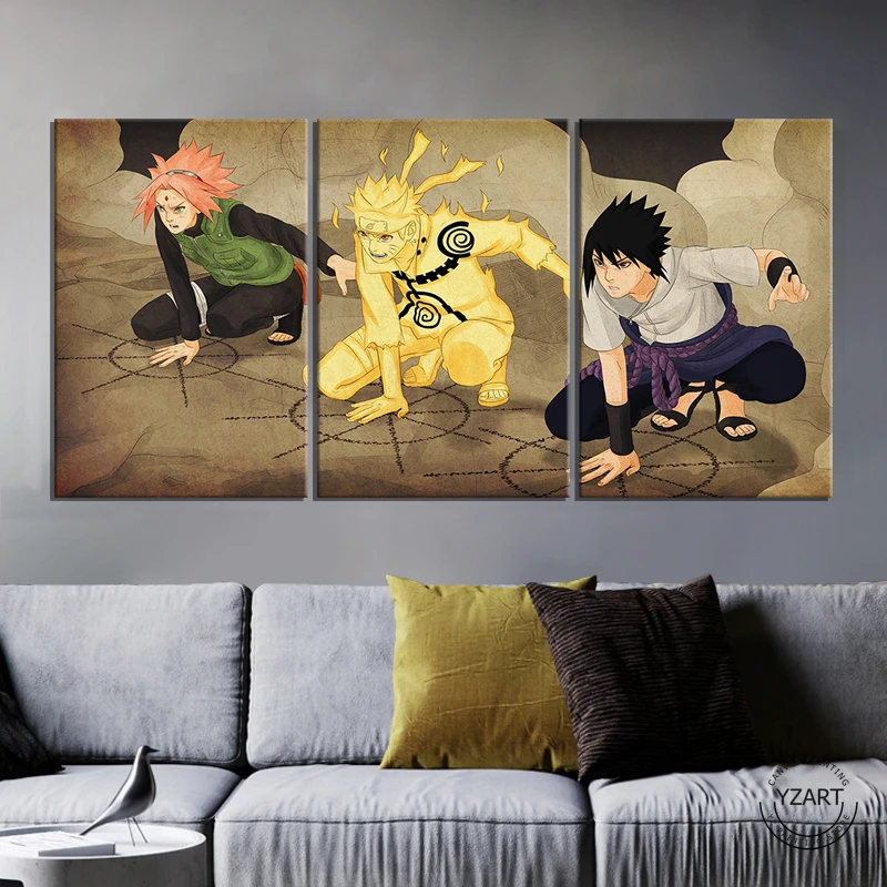 3 Pieces Hd Wallpaper Sasuke Sakura Anime Oil Painting Living Room Decor  Canvas Art Paints Anime Poster Wall Stickers - Buy Painting,Painting Anime,Wall  Stickers Canvas Product on 