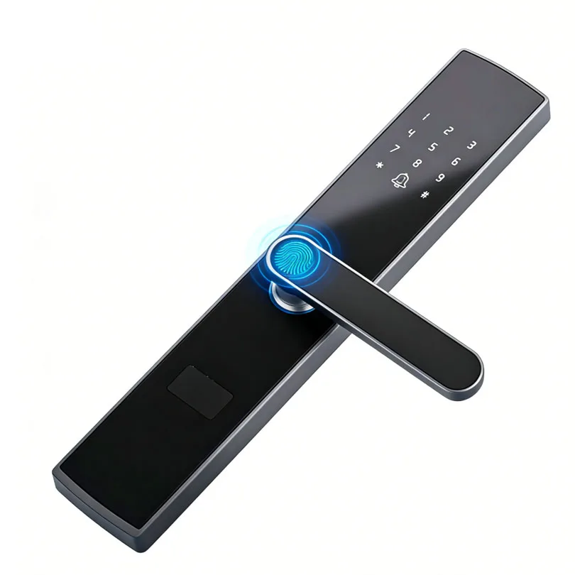 قفل ذكي للباب منزلي مزوّد بميزة البصمة وبسعر تنافسي مع تصميم مقبض ناعم من شركة كايس ستار