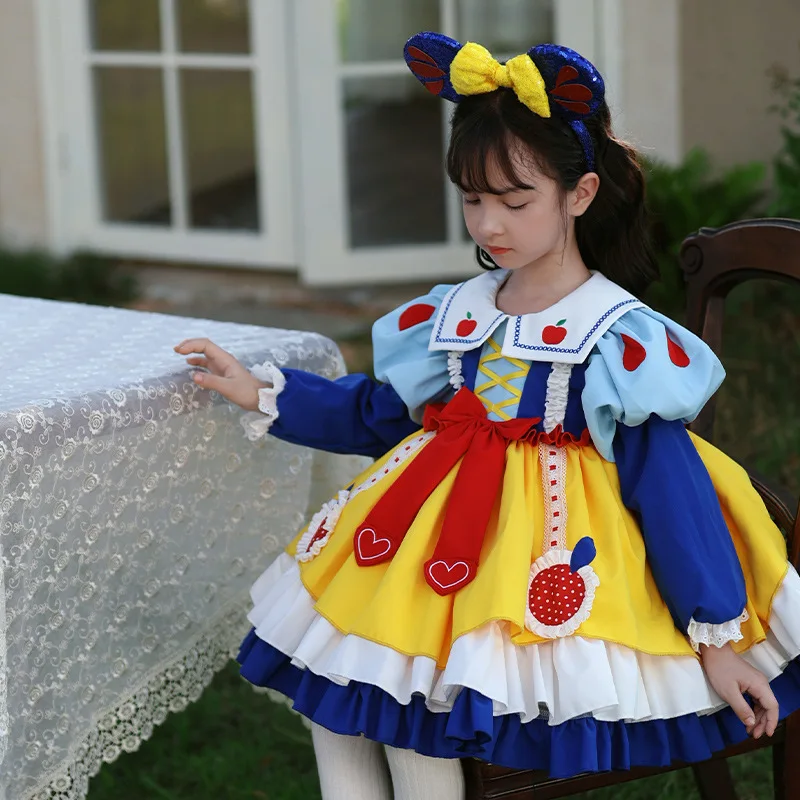 open lace back dress Amazing Flocked Rose Print Princess Dress for Little Girls main image 1